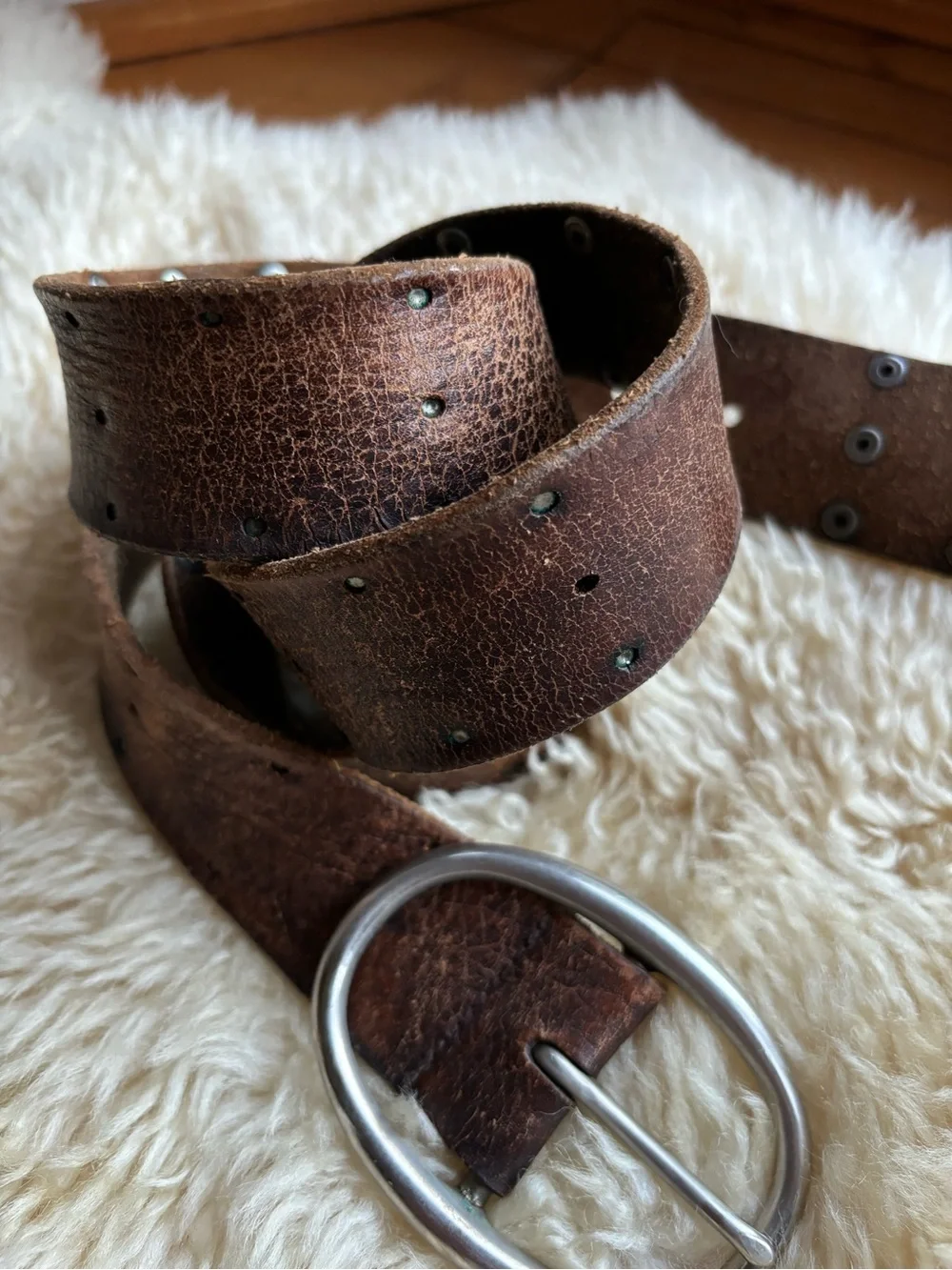 Vintage Distressed Leather Belt
